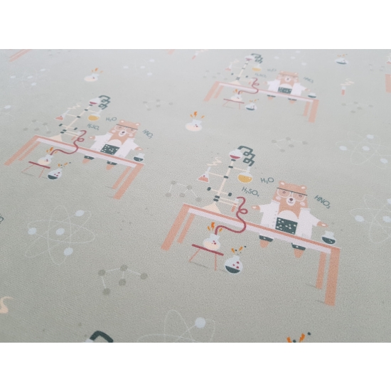 Tkanina tapicerska wzory dziecięce Welur Miś Naukowiec