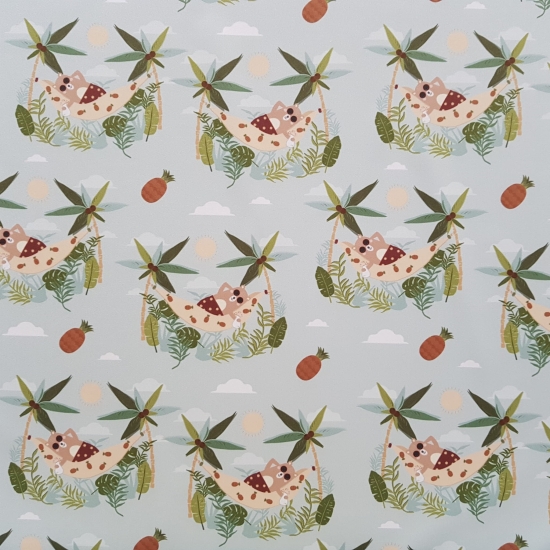 Tkanina tapicerska wzory dziecięce Welur Misie na wakacjach