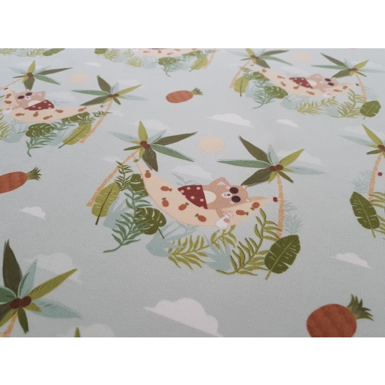 Tkanina tapicerska wzory dziecięce Welur Misie na wakacjach