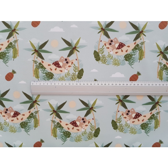 Tkanina tapicerska wzory dziecięce Welur Misie na wakacjach