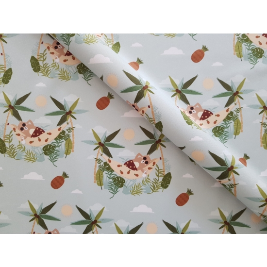 Tkanina tapicerska wzory dziecięce Welur Misie na wakacjach