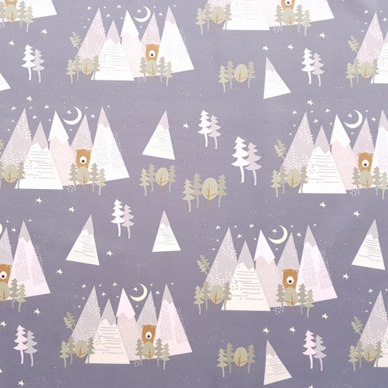 Tkanina tapicerska wzory dziecięce Welur Górska przygoda