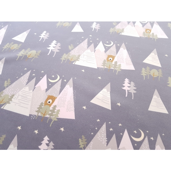 Tkanina tapicerska wzory dziecięce Welur Górska przygoda