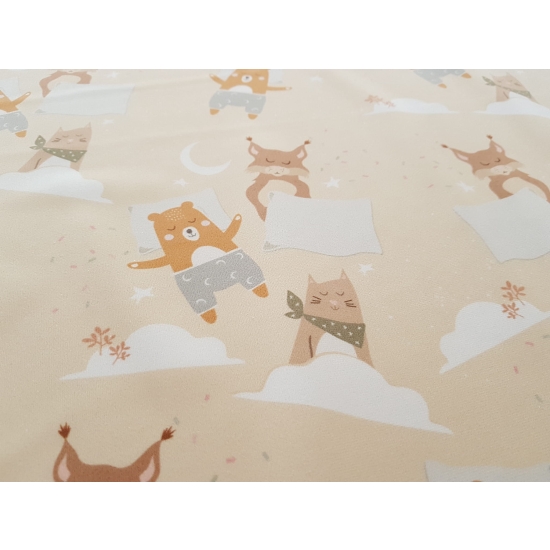 Tkanina tapicerska wzory dziecięce Welur Śpiący przyjaciele