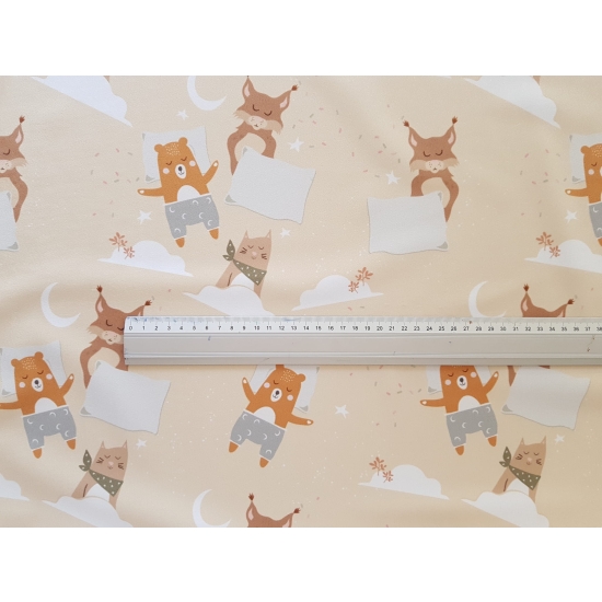 Tkanina tapicerska wzory dziecięce Welur Śpiący przyjaciele