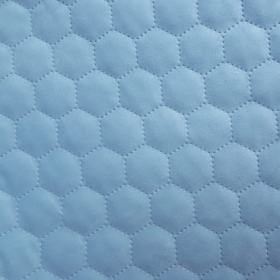 Tkanina tapicerska Welur pikowany heksagony jasny błękitny