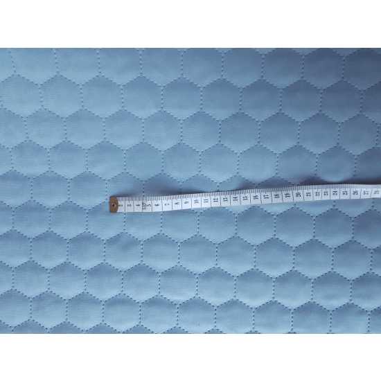 Tkanina tapicerska Welur pikowany heksagony jasny błękitny