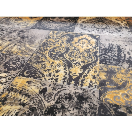 Tkanina tapicerska wzory  Welur Vintage złoty