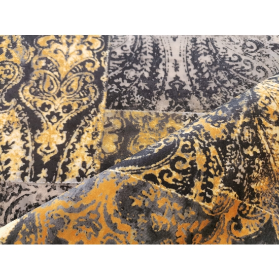 Tkanina tapicerska wzory  Welur Vintage złoty