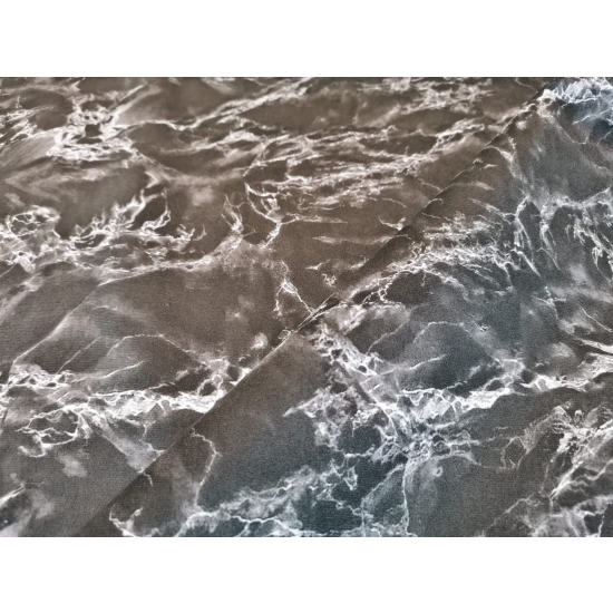 Tkanina tapicerska wzory Welur Marmur czarny