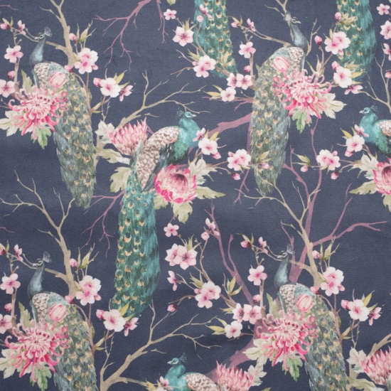 Tkanina tapicerska wzory Welur Pawie