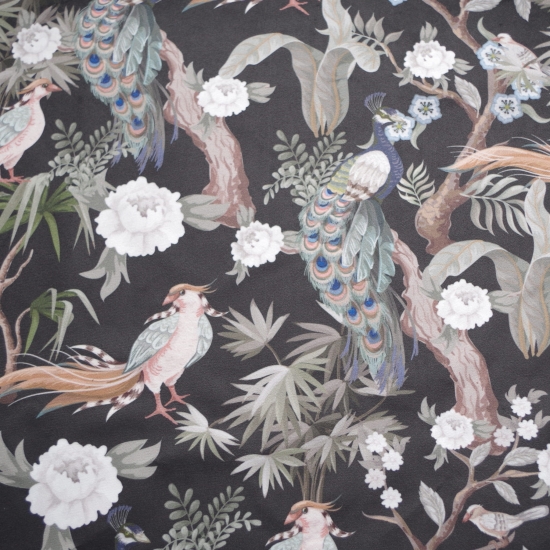 Tkanina tapicerska wzory Welur Rajskie ptaki