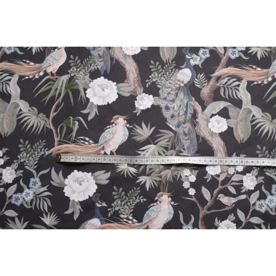 Tkanina tapicerska wzory Welur Rajskie ptaki