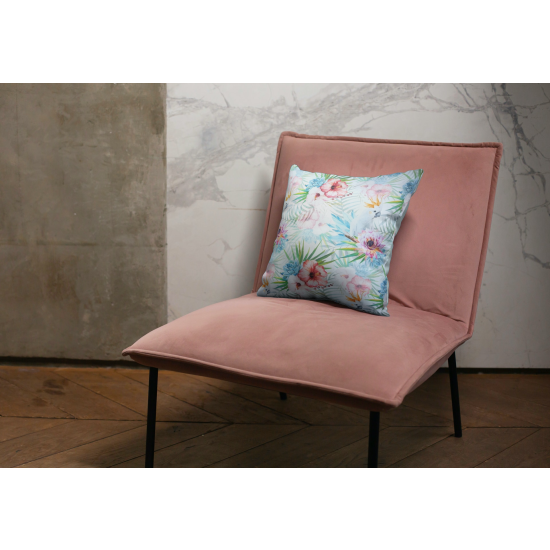 Tkanina tapicerska wzory Welur Hibiskus i papugi