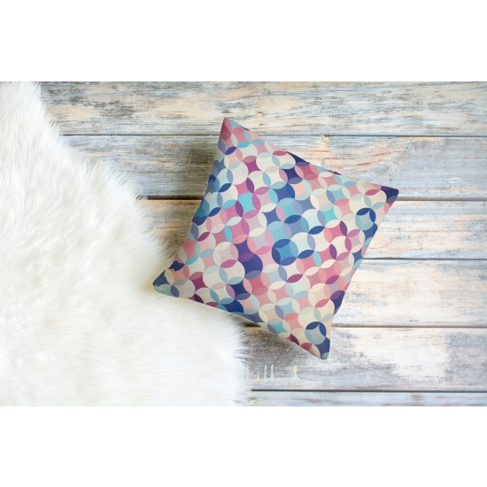 Tkanina tapicerska wzory Welur Koła retro różowe