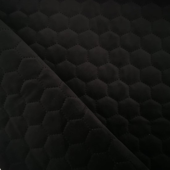 Tkanina tapicerska Welur pikowany heksagony czarny