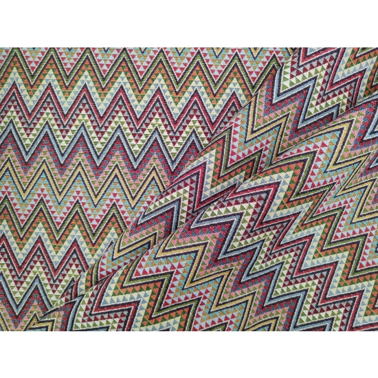 Tkanina tapicerska wzorzysta żakard Zygzak