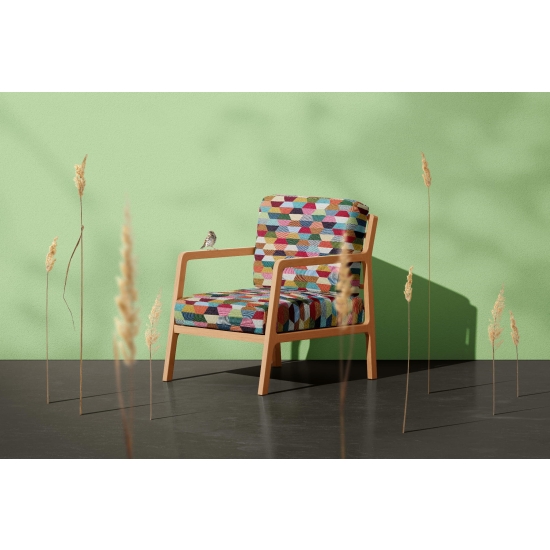 Tkanina tapicerska wzorzysta żakard Heksagony kolorowe