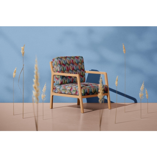 Tkanina tapicerska wzorzysta żakard Kostki 3D kolorowe