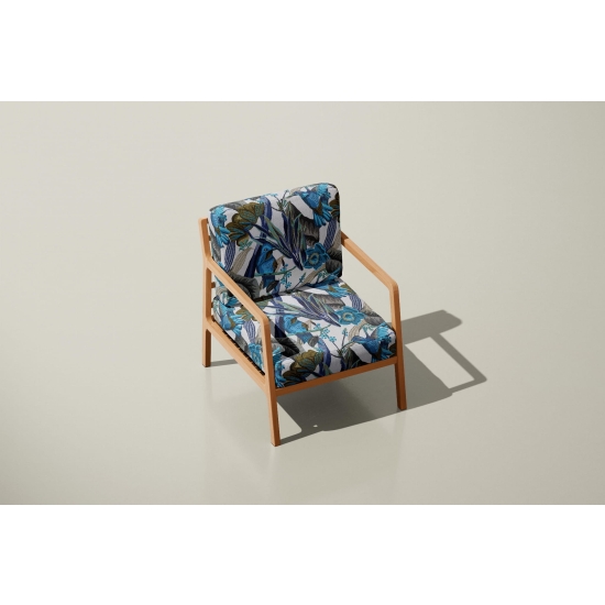 Tkanina tapicerska wzorzysta żakard Kolibry niebieskie