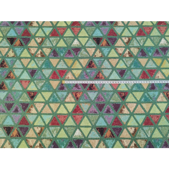 Tkanina tapicerska wzorzysta żakard Trójkąty zielone