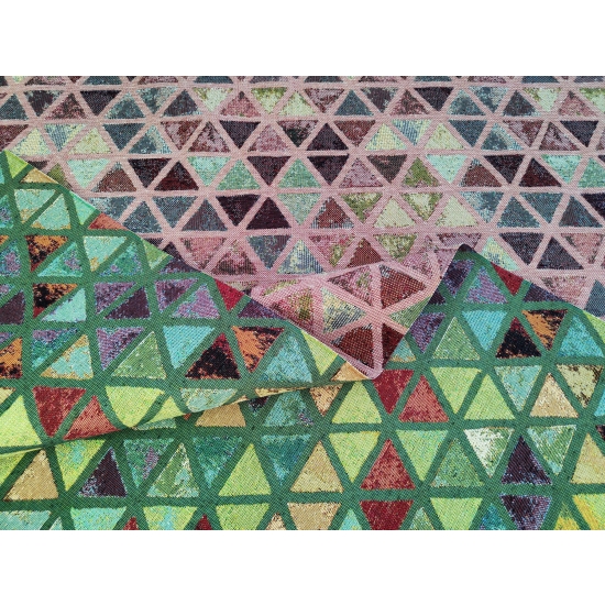 Tkanina tapicerska wzorzysta żakard Trójkąty zielone