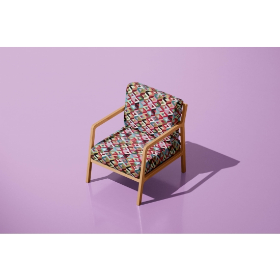 Tkanina tapicerska wzorzysta żakard Trójkąty kolorowe