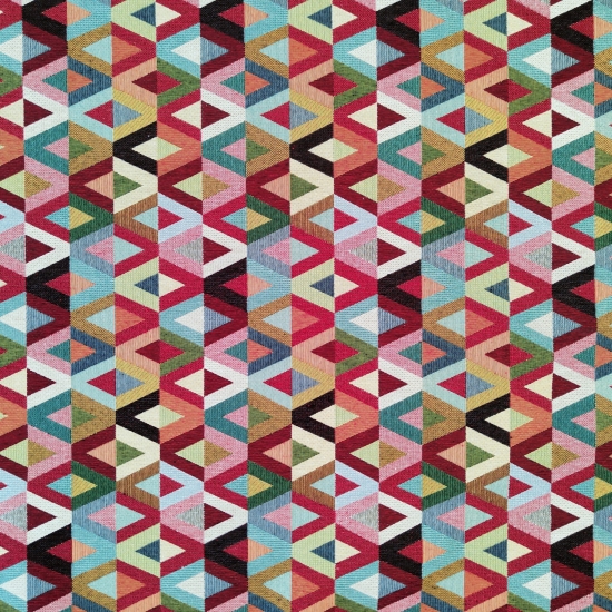 Tkanina tapicerska wzorzysta żakard Trójkąty kolorowe