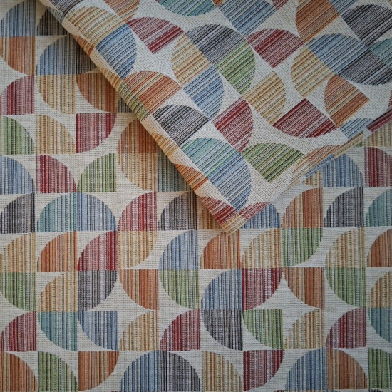 Tkanina tapicerska wzorzysta żakard Pastelowe koła