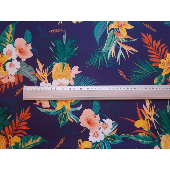 Tkanina tapicerska wzory Welur Zielone ananasy