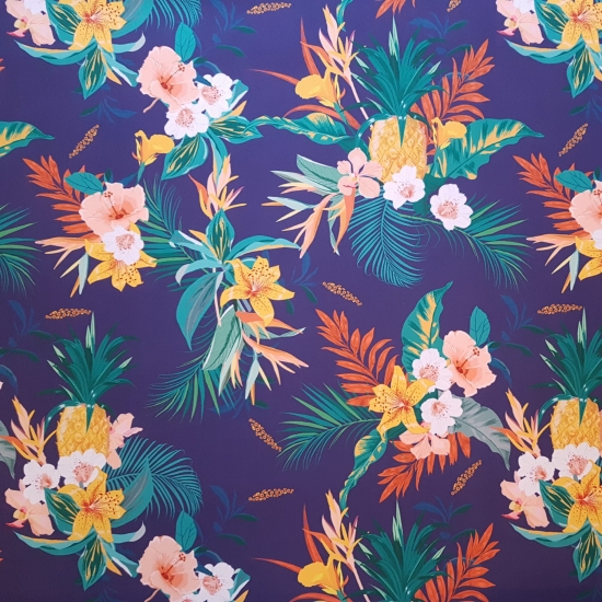 Tkanina tapicerska wzory Welur Zielone ananasy