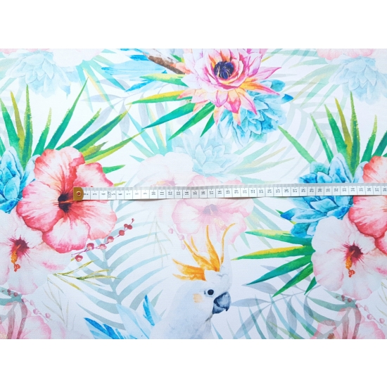 Tkanina wodoodporna poliester wodoodporny Hibiskus i papugi