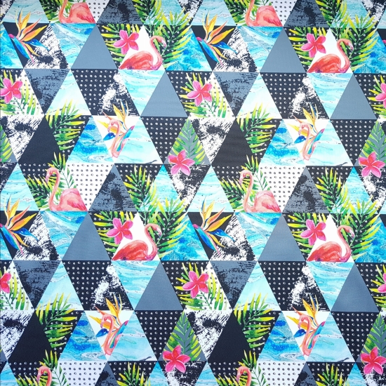 Tkanina wodoodporna poliester wodoodporny Trójkąty z flamingami