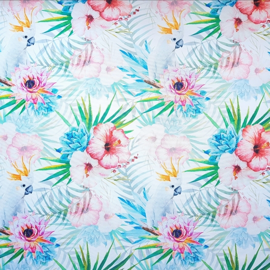 Tkanina wodoodporna poliester wodoodporny Hibiskus i papugi